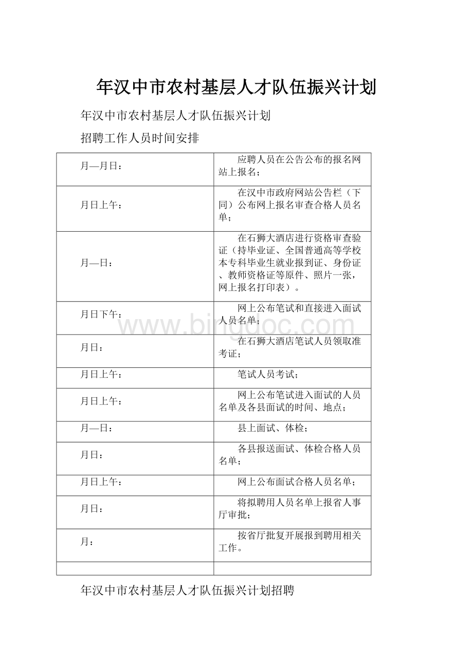 年汉中市农村基层人才队伍振兴计划.docx_第1页