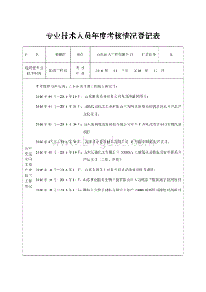 专业技术人员年度考核情况登记表(模板).doc