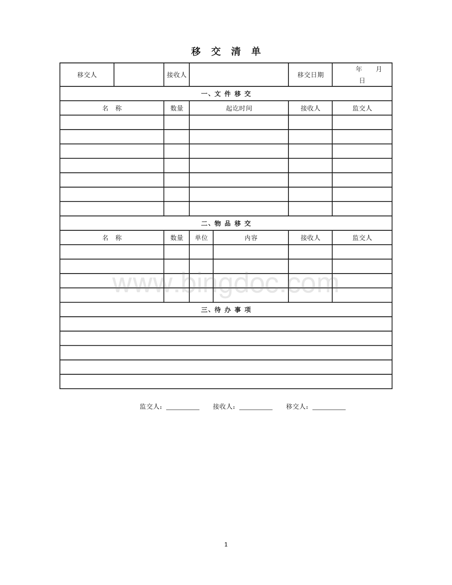 工作移交清单格式-工作移交单.docx