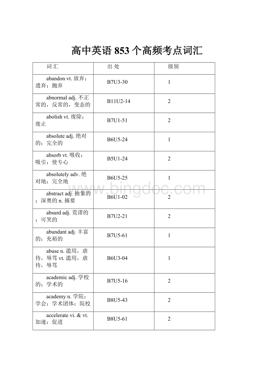 高中英语853个高频考点词汇文档格式.docx_第1页