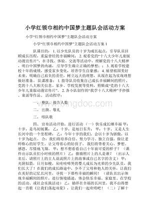 小学红领巾相约中国梦主题队会活动方案Word文档格式.docx