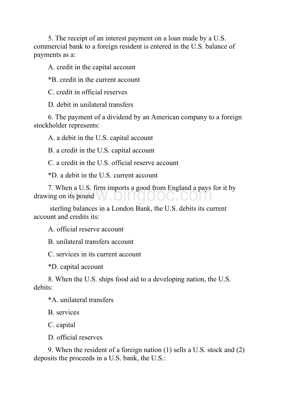国际经济学的国际金融部分的选择题练习Word格式.docx_第2页