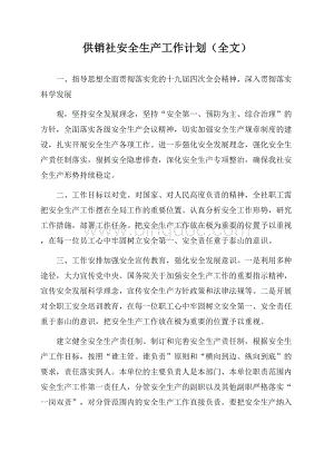 供销社安全生产工作计划(全文)Word格式.docx