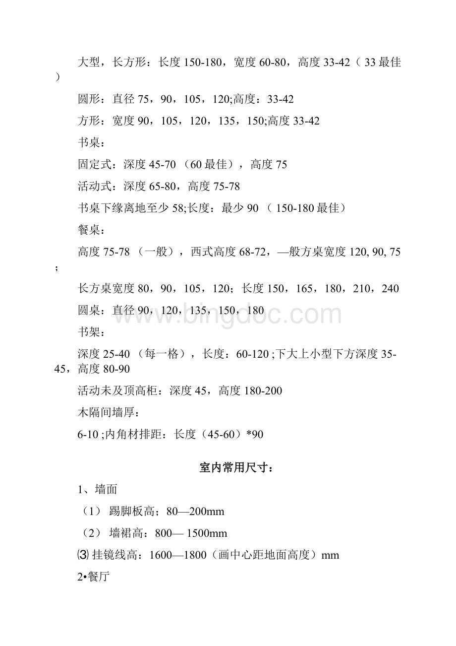 室内设计家具标准尺寸列表Word文档格式.docx_第2页