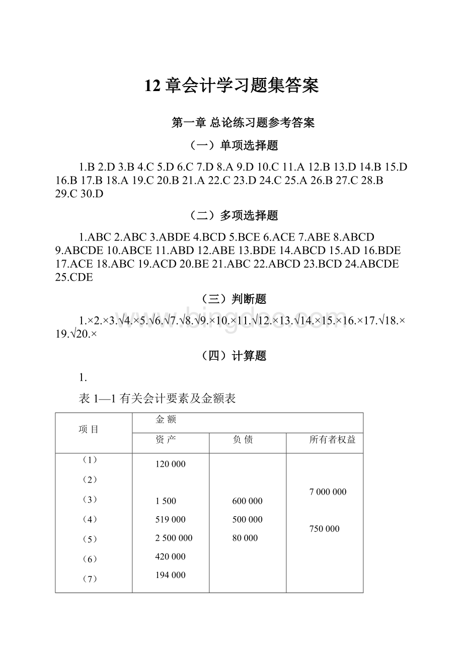 12章会计学习题集答案Word格式.docx_第1页