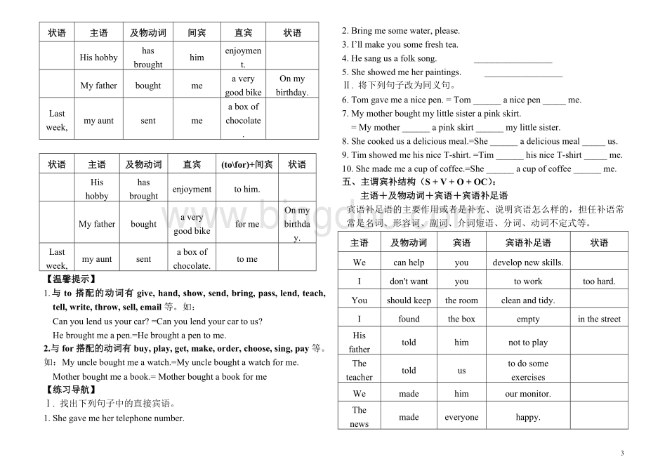 初中英语简单句基本类型及句子成分 (1).doc_第3页