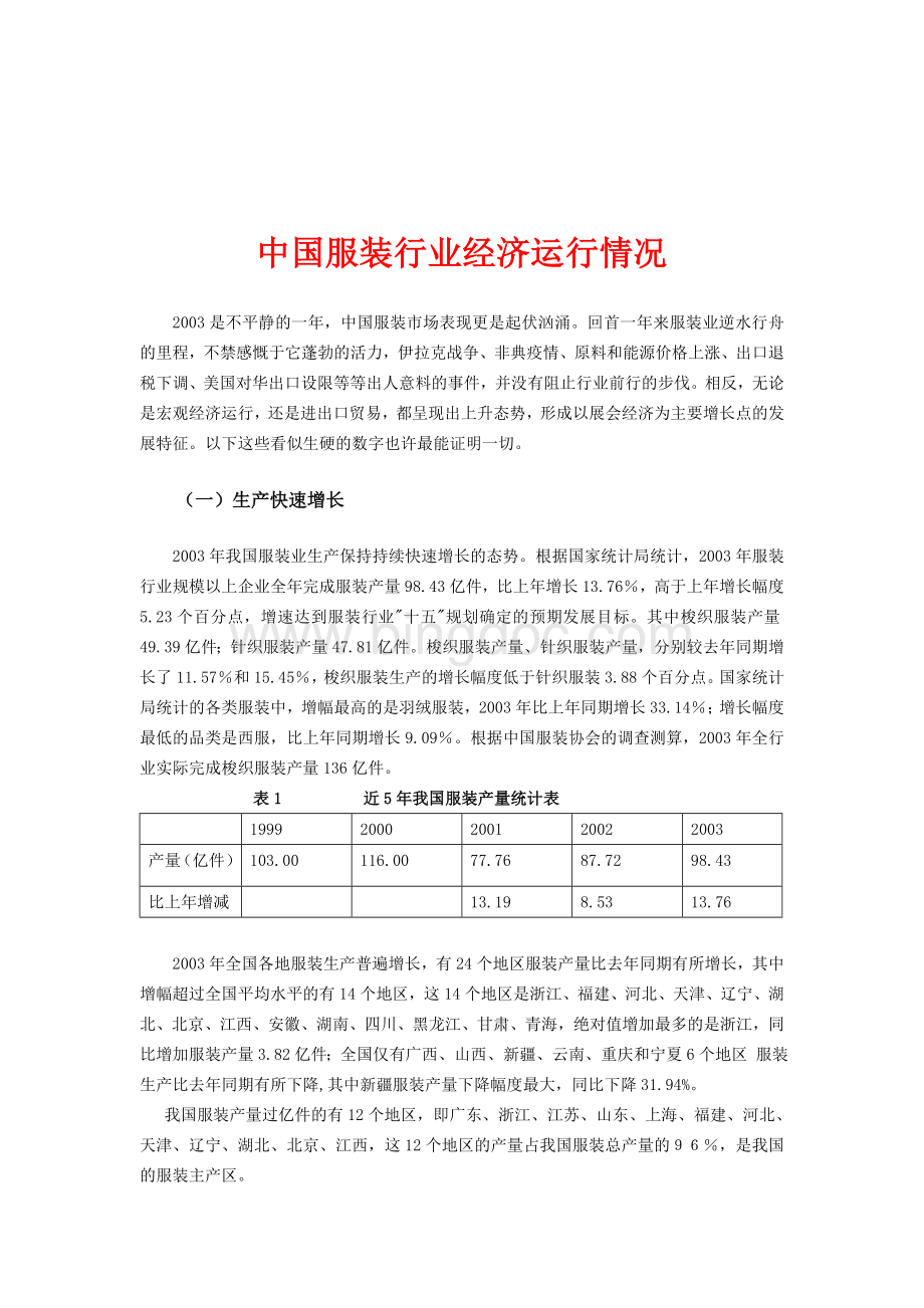 中国服装行业经济运行情况报告Word文档下载推荐.doc_第1页