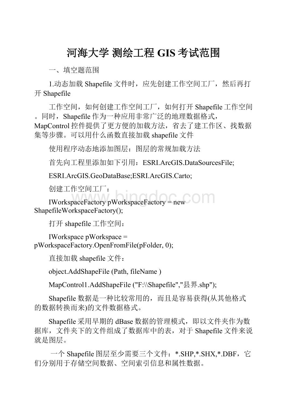 河海大学 测绘工程 GIS考试范围.docx