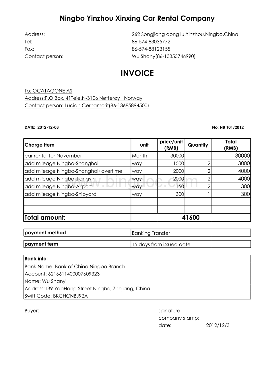 英文形式发票样本表格推荐下载.xlsx_第1页