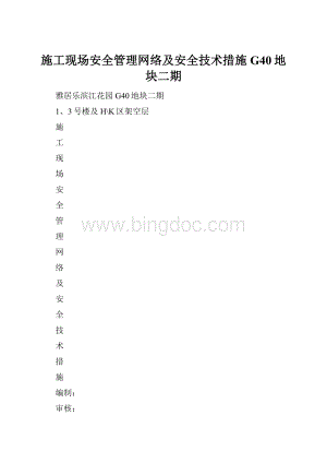 施工现场安全管理网络及安全技术措施G40地块二期文档格式.docx