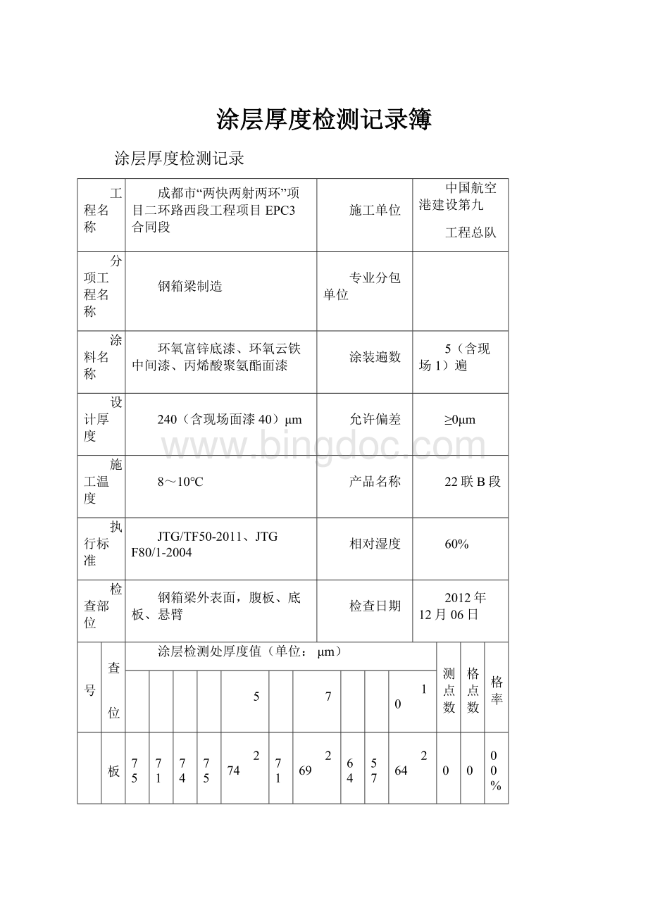 涂层厚度检测记录簿文档格式.docx_第1页