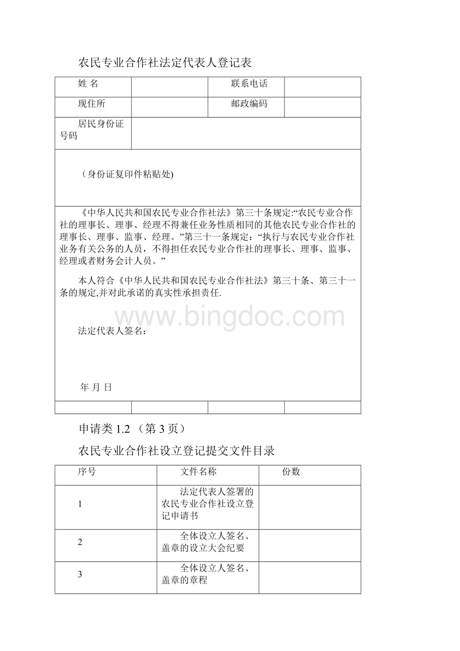 农村专业合作社申请全套材料及填表说明范本模板.docx_第2页