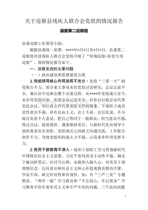 关于巡察县残疾人联合会党组的情况报告Word下载.docx