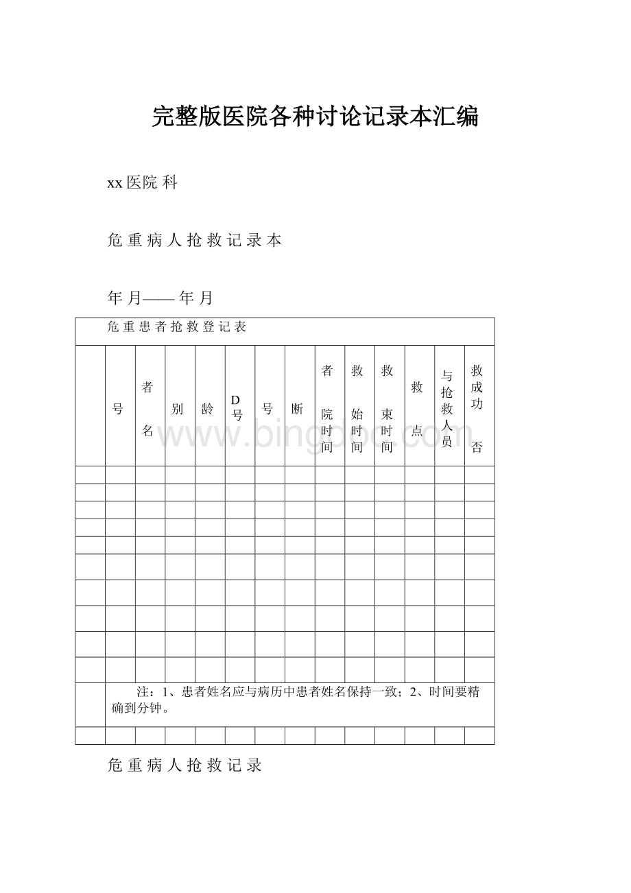 完整版医院各种讨论记录本汇编Word下载.docx_第1页