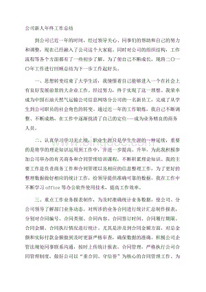 公司新人年终工作总结Word格式.docx