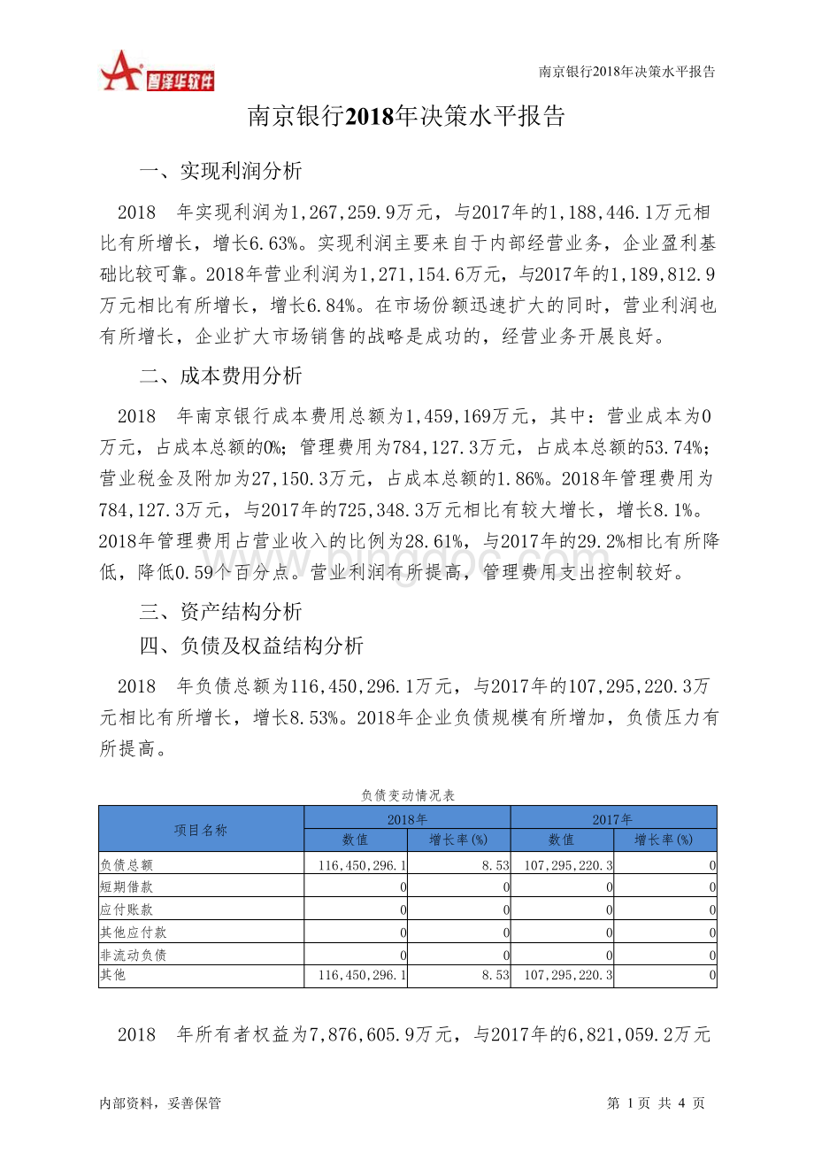 南京银行2018年决策水平分析报告-智泽华.docx_第1页