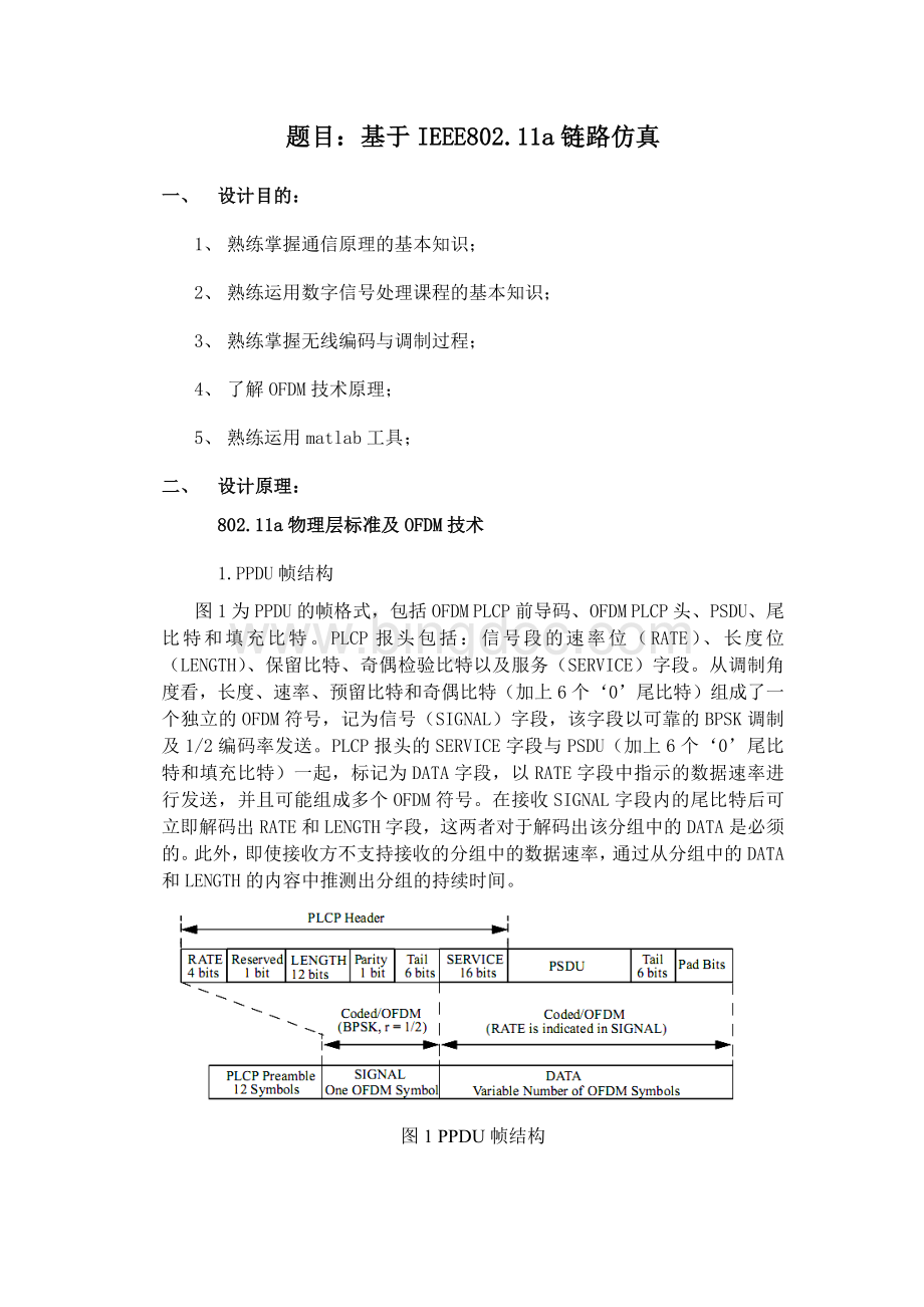 基于IEEE80211a链路仿真专业课程设计Word格式文档下载.doc_第2页