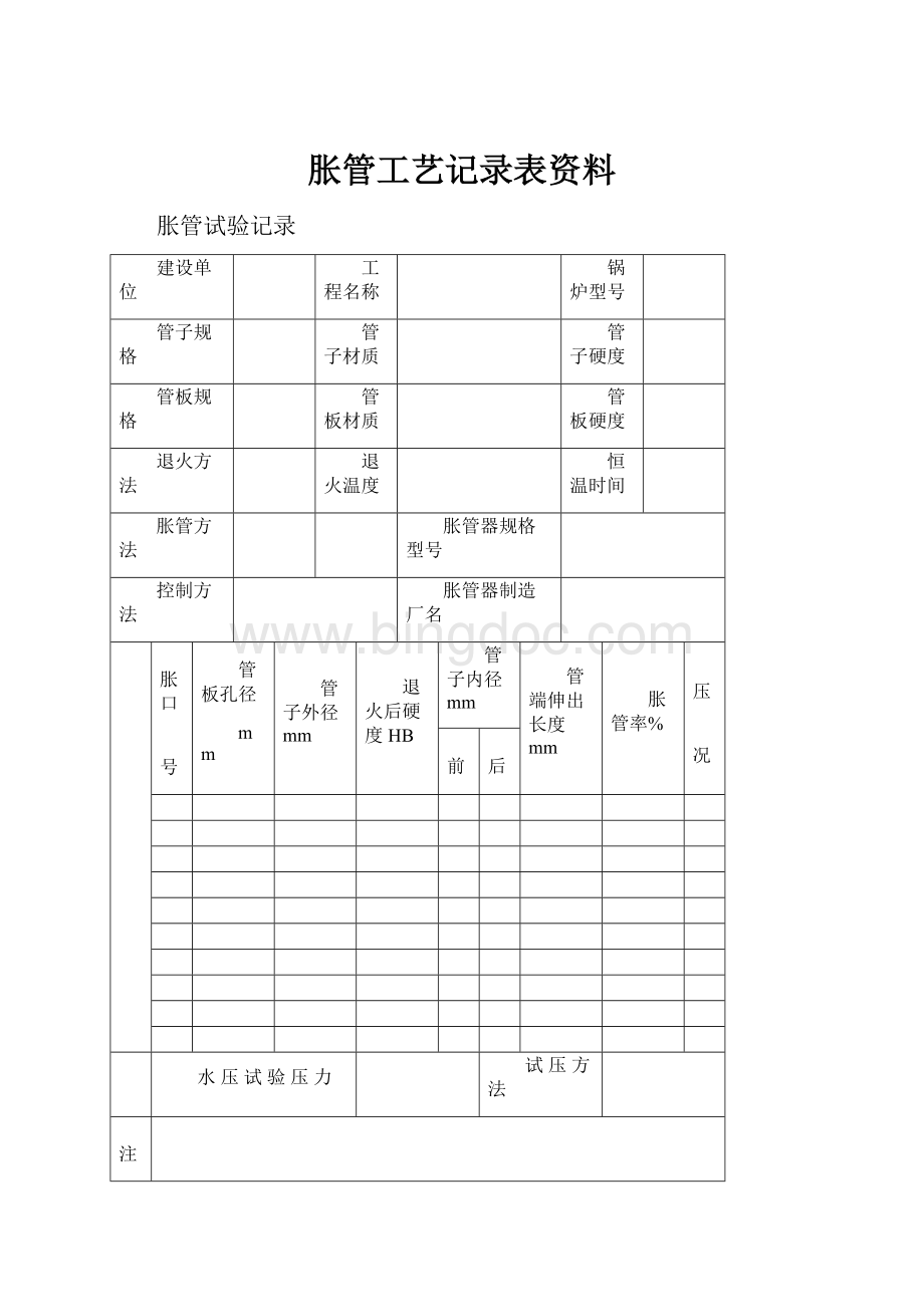 胀管工艺记录表资料Word文档格式.docx_第1页