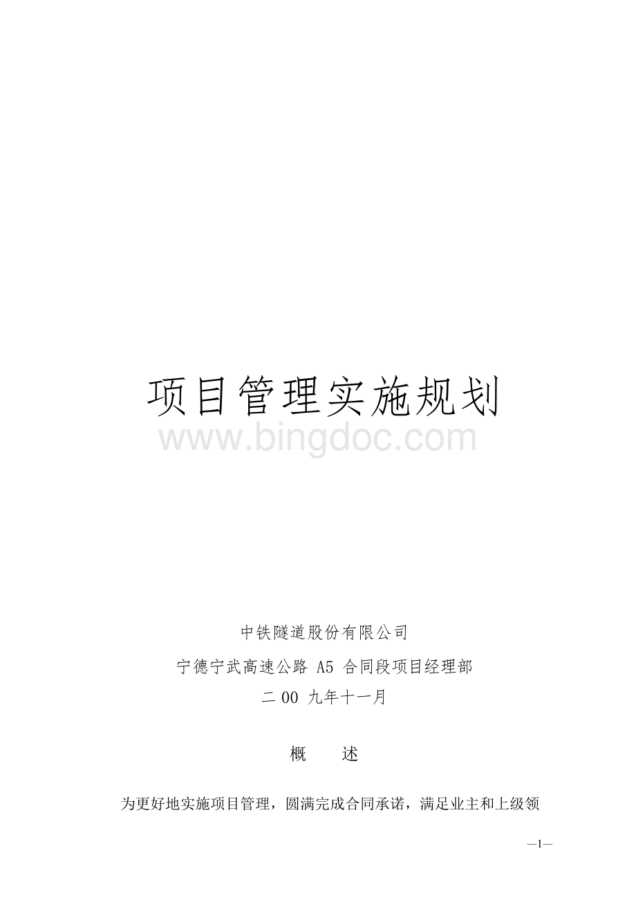 项目管理实施规划(范本).docx_第1页