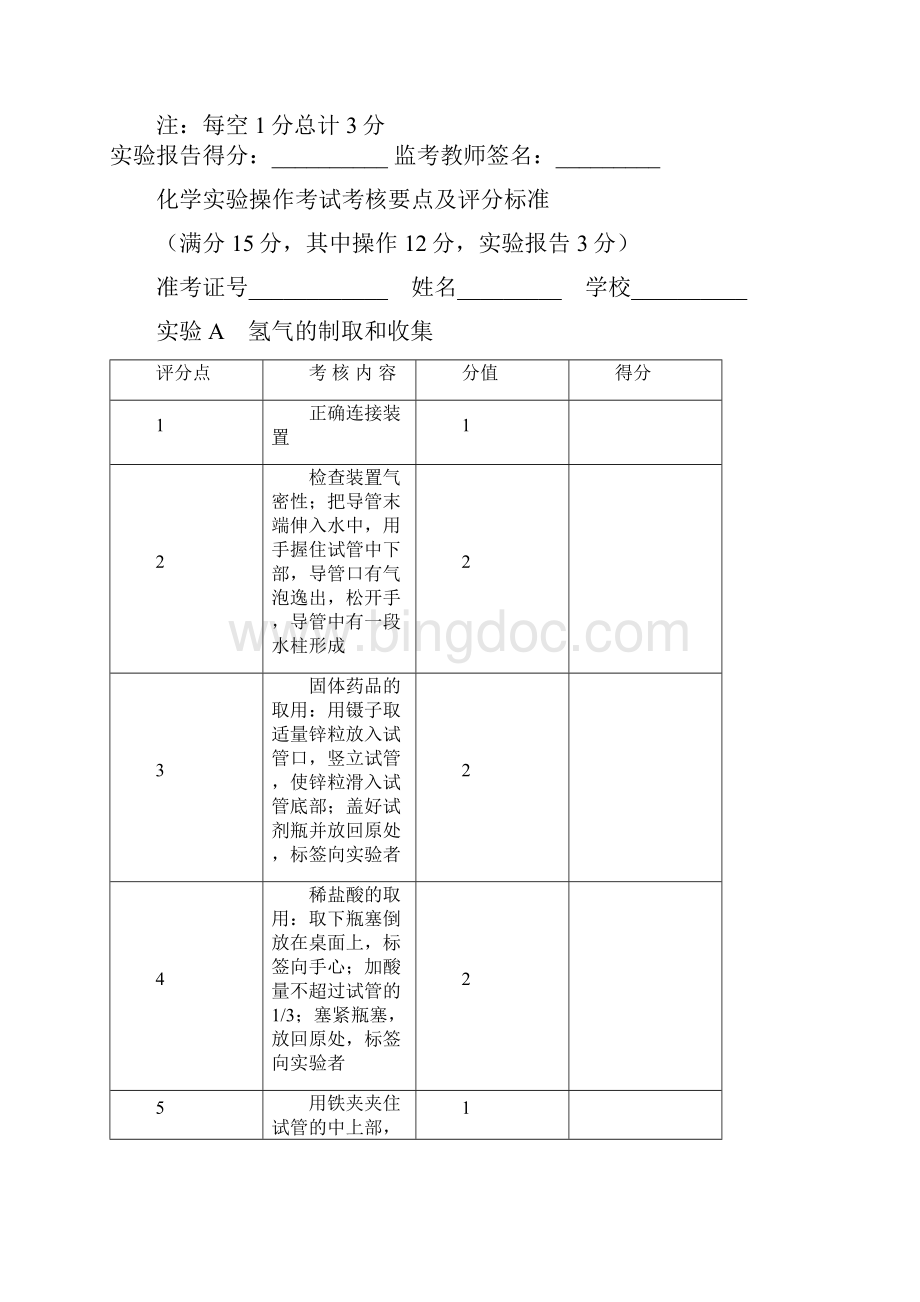 安徽省六安市中考化学实验操作考试试题文档格式.docx_第2页