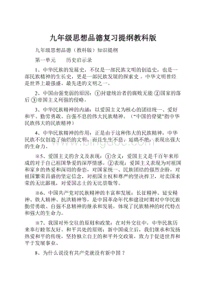 九年级思想品德复习提纲教科版.docx