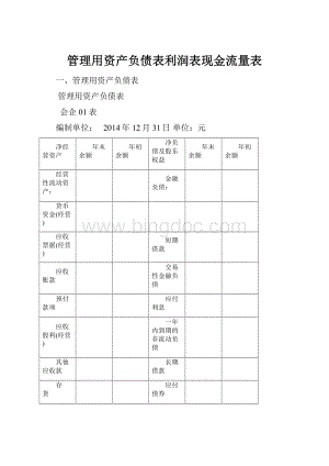 管理用资产负债表利润表现金流量表.docx