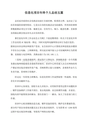 信息化项目年终个人总结五篇Word文档下载推荐.docx