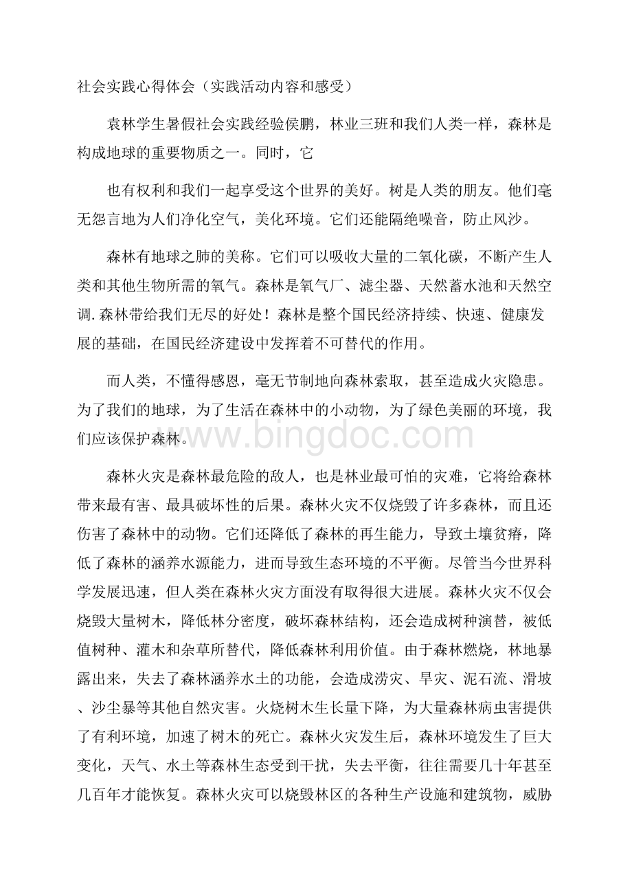 社会实践心得体会(实践活动内容和感受)文档格式.docx