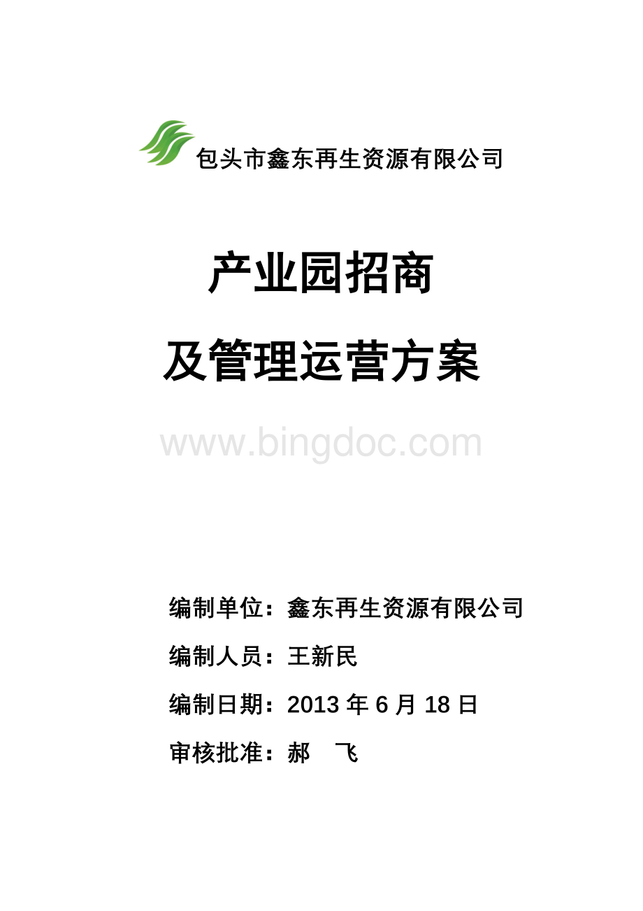 园区招商与运营方案文档格式.doc