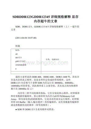 SDRDDR123GDDR12345 详细规格解释 显存 内存超牛的文章Word格式.docx