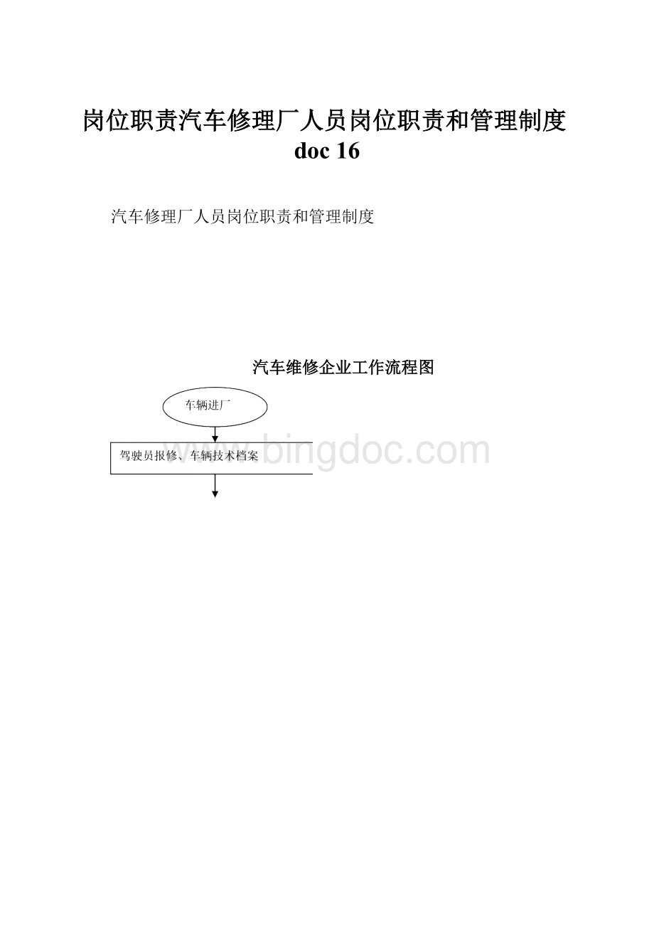 岗位职责汽车修理厂人员岗位职责和管理制度doc 16Word下载.docx