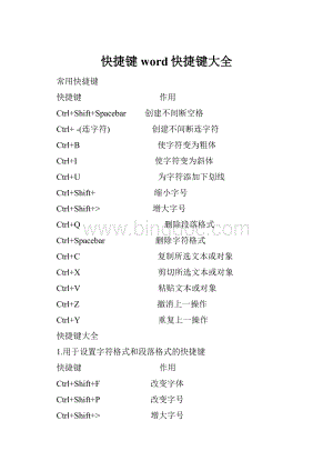 快捷键word快捷键大全文档格式.docx