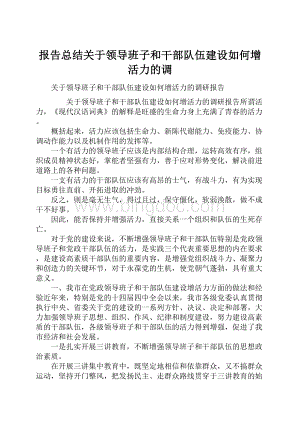 报告总结关于领导班子和干部队伍建设如何增活力的调.docx