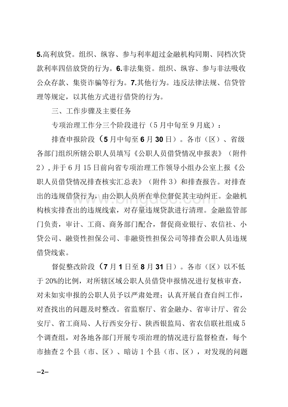 陕西省公职人员违规借贷问题专项治理工作方案1.docx_第2页