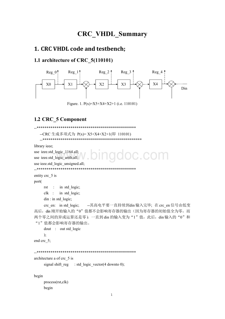 串行和并行CRC架构及VHDL代码实现.docx