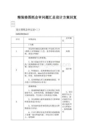 精装修图纸会审问题汇总设计方案回复.docx