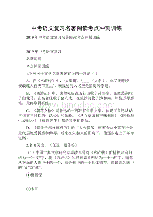 中考语文复习名著阅读考点冲刺训练.docx