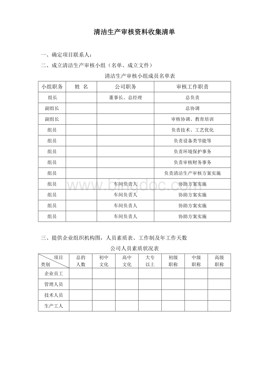 2013-清洁生产审核资料收集清单.doc