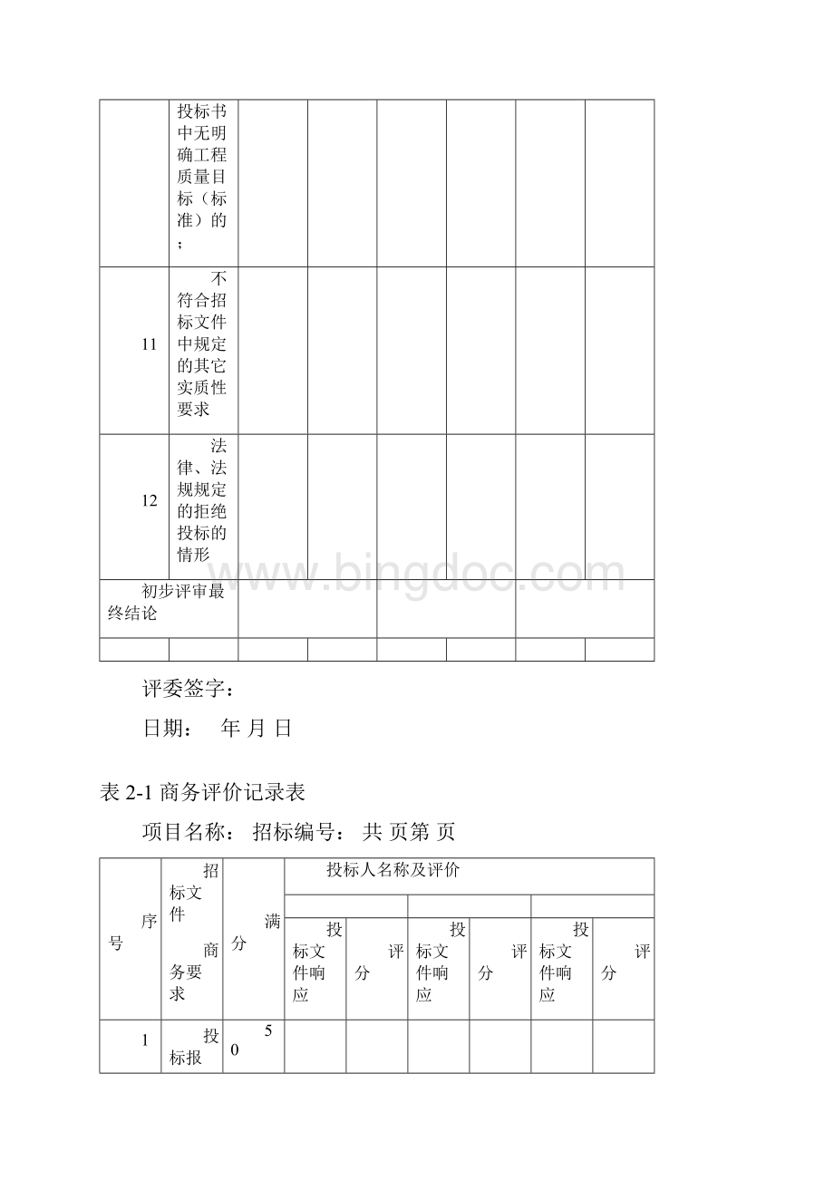 评标记录表格Word文档下载推荐.docx_第3页