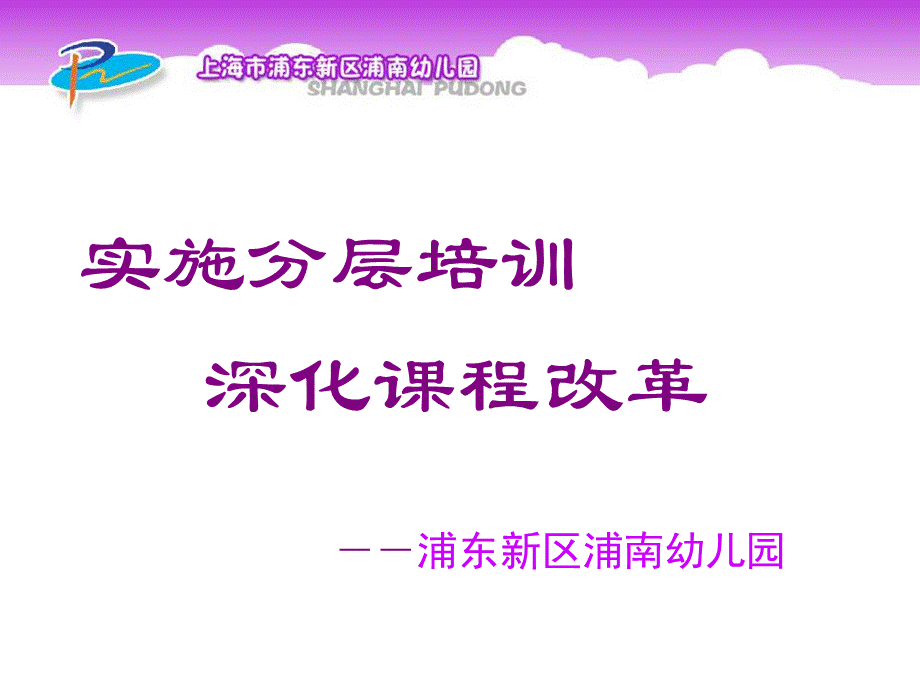 浦东浦南幼儿园--实施分层培训深化课程改革.ppt