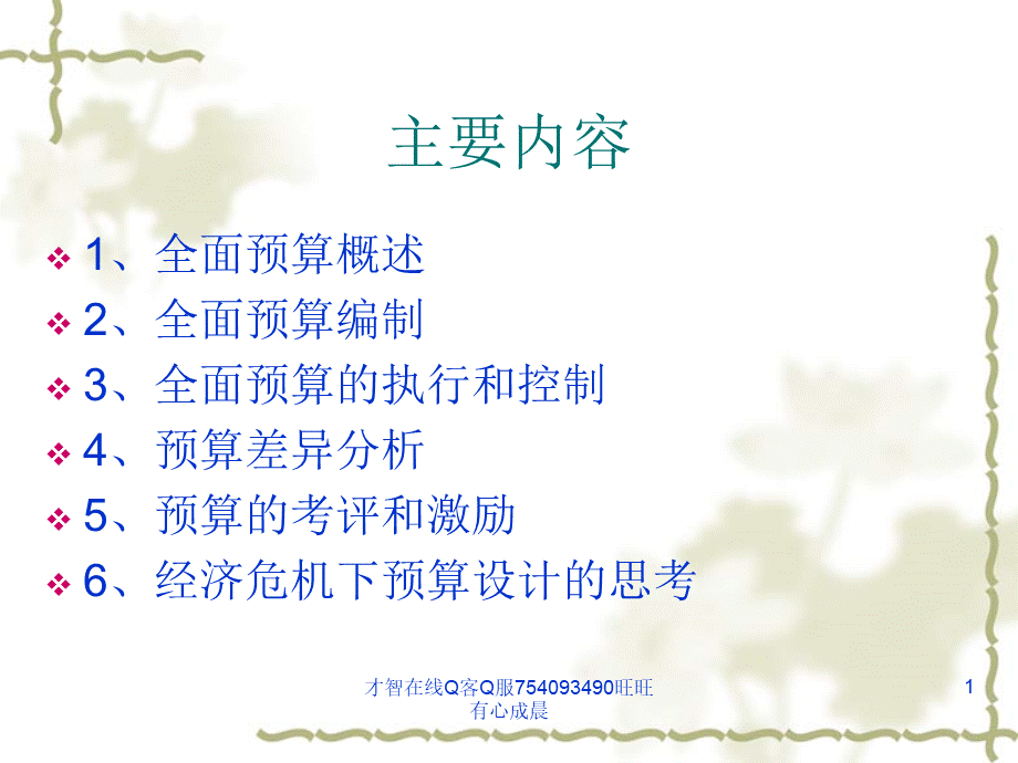 全面预算管理培训内容.ppt