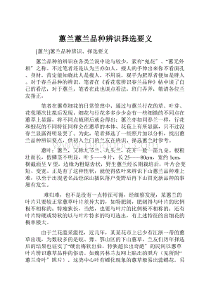 蕙兰蕙兰品种辨识择选要义Word下载.docx