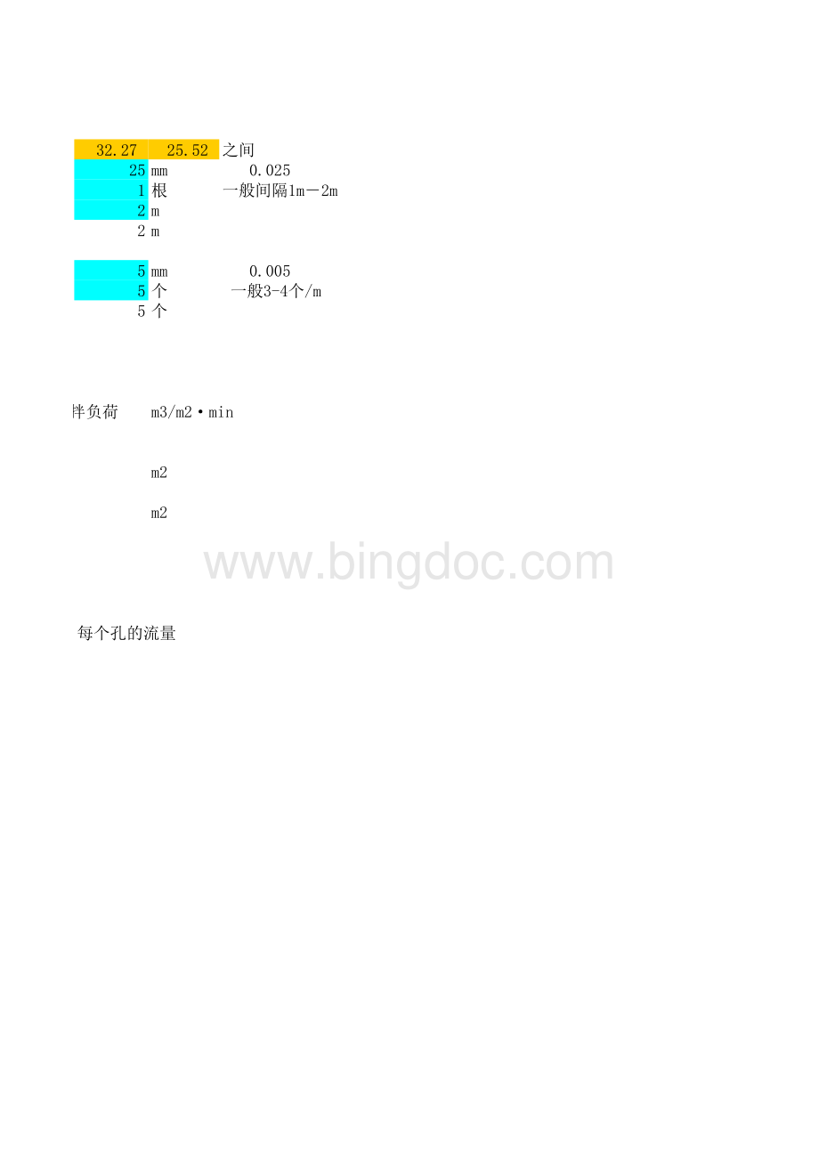 穿孔管曝气空气搅拌设计计算书表格文件下载.xls_第2页