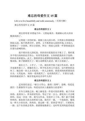 难忘的母爱作文15篇.docx