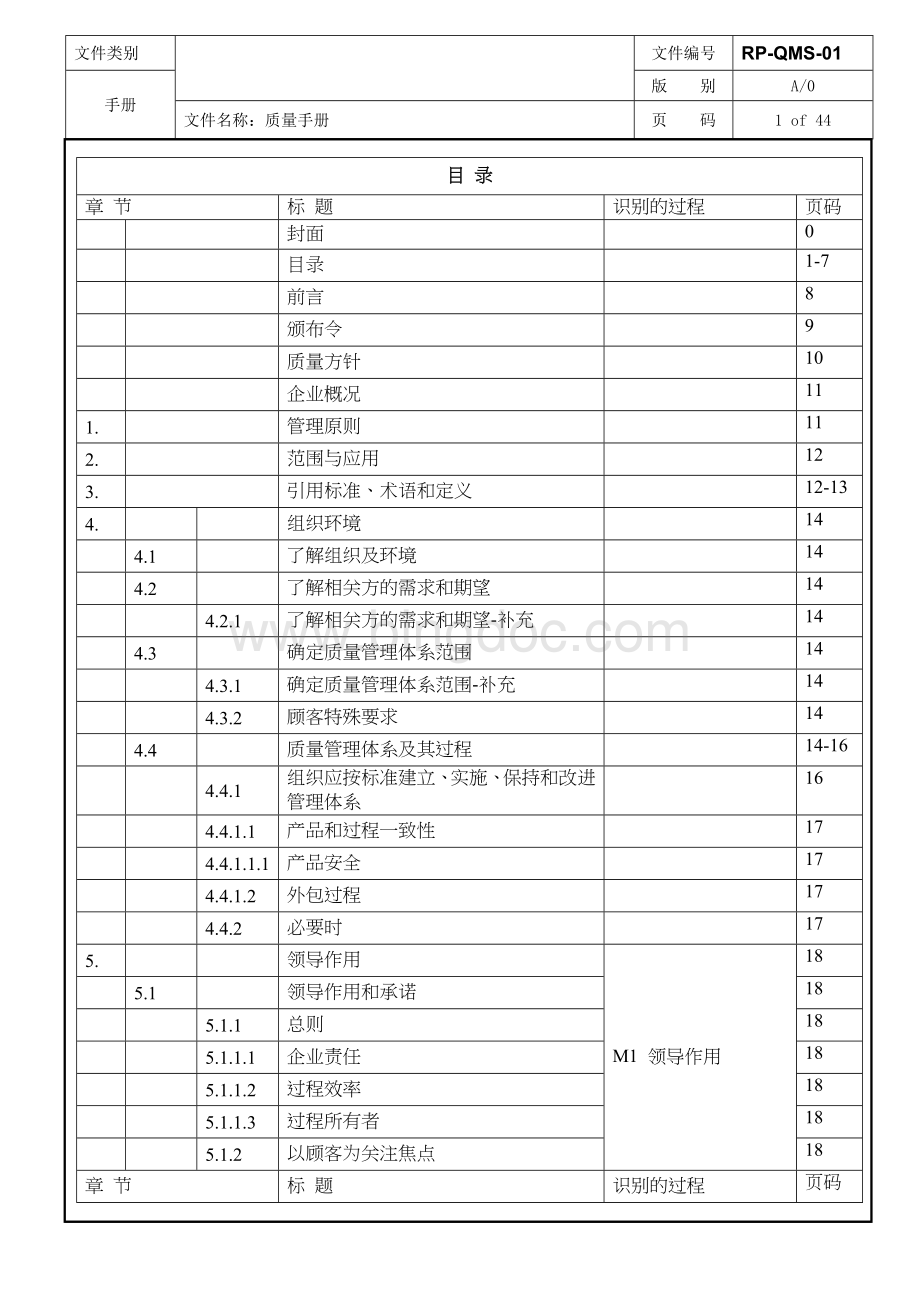 IATF16949-2016汽车行业质量管理体系--质量手册Word文档下载推荐.doc