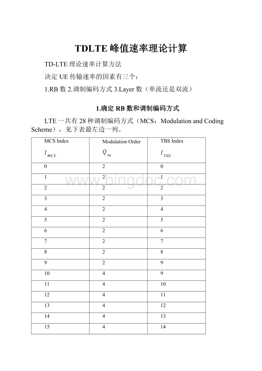 TDLTE峰值速率理论计算Word格式文档下载.docx_第1页