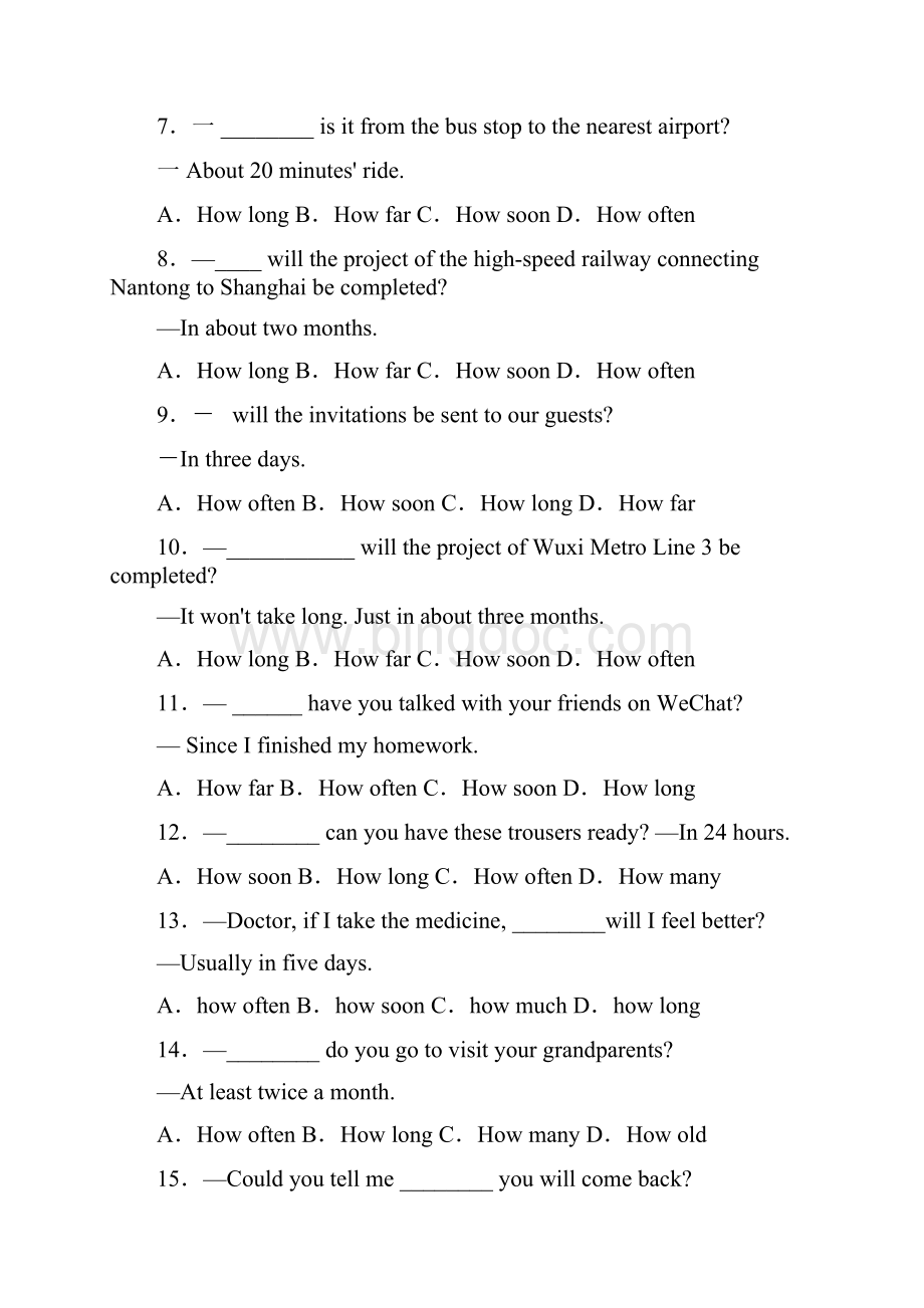 人教版七年级特殊疑问词练习题含答案Word文档格式.docx_第2页