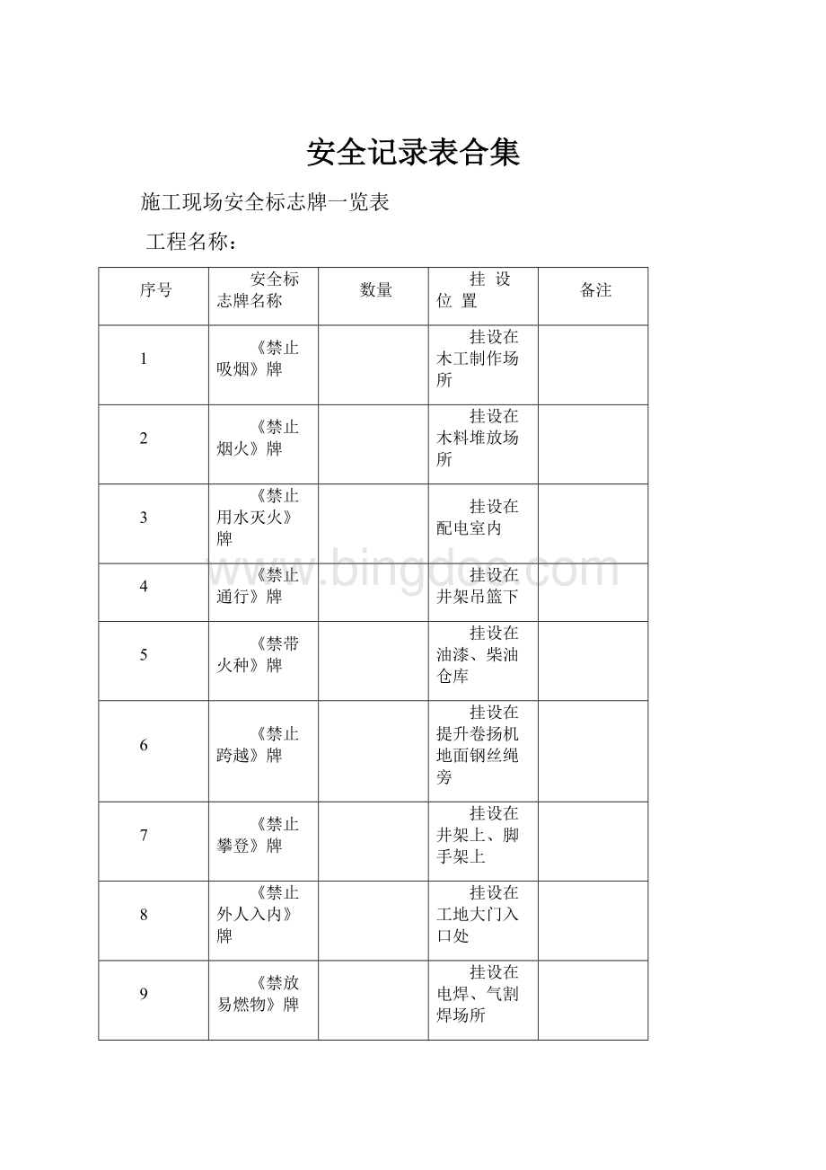 安全记录表合集Word文件下载.docx_第1页