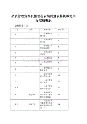 品质管理资料机械设备安装质量表格机械通用标准精编版Word文档下载推荐.docx