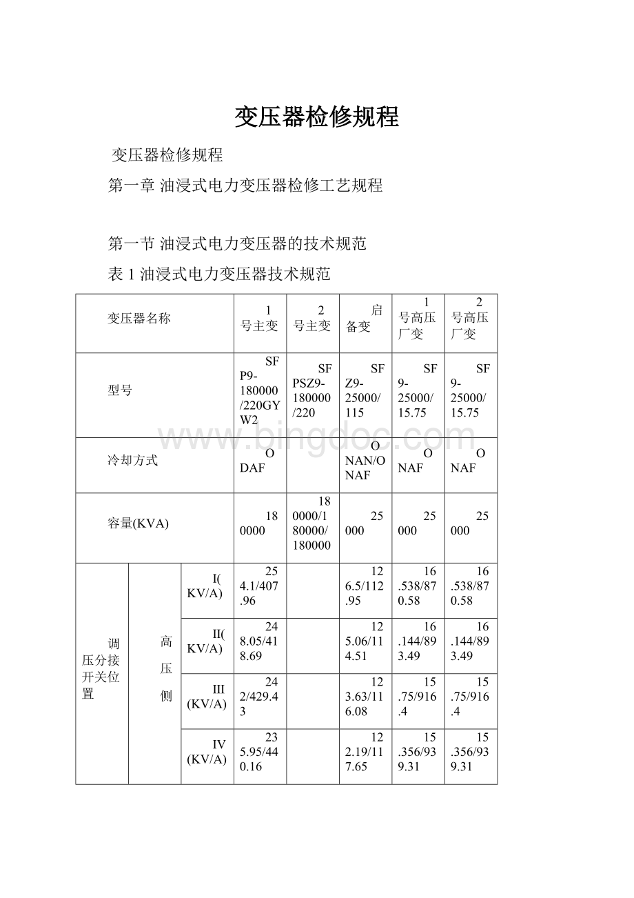 变压器检修规程Word文档下载推荐.docx